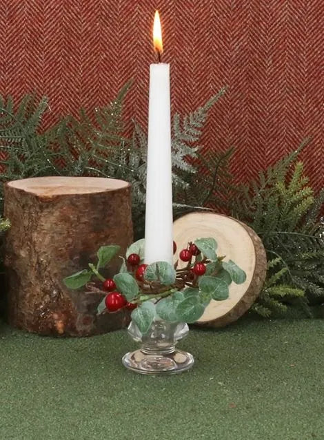 Gisela Graham Eucalyptus & Red Berry Candle Ring Small
