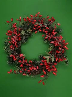 Gisela Graham Frosted Fir Wreath W Rosehips