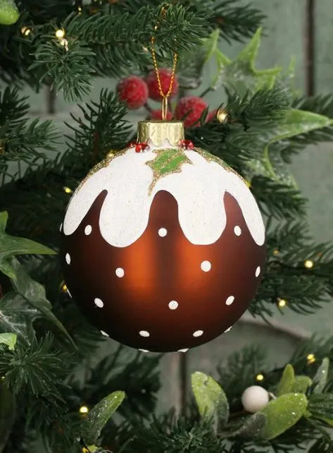 Gisela Graham Christmas Pudding Ball - 80mm