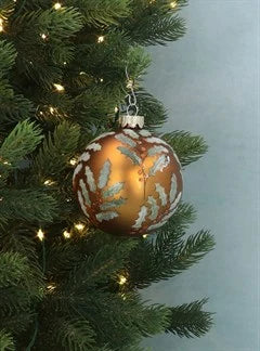 Gisela Graham Matt Copper With Holly Copper Berries Glass Bal