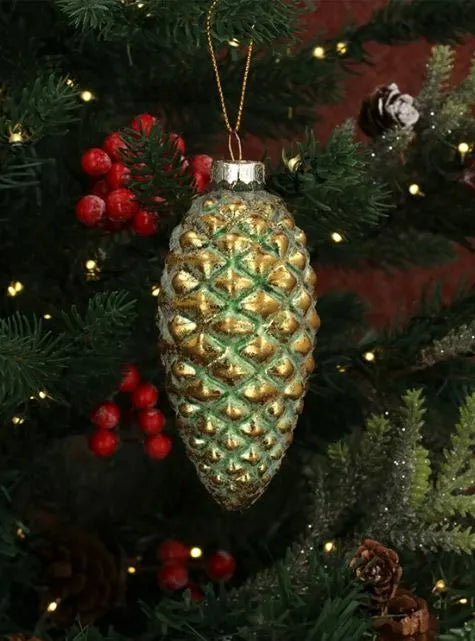 Gisela Graham Green & Gold Glass Cone