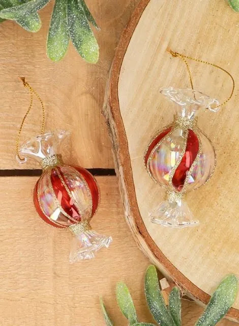 Gisela Graham Clear Red Glass Sweet Assorted