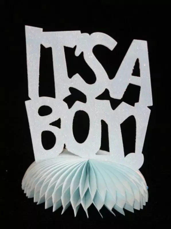 Gisela Graham Its a Boy' Blue Glitter Paper Orn - 25cm