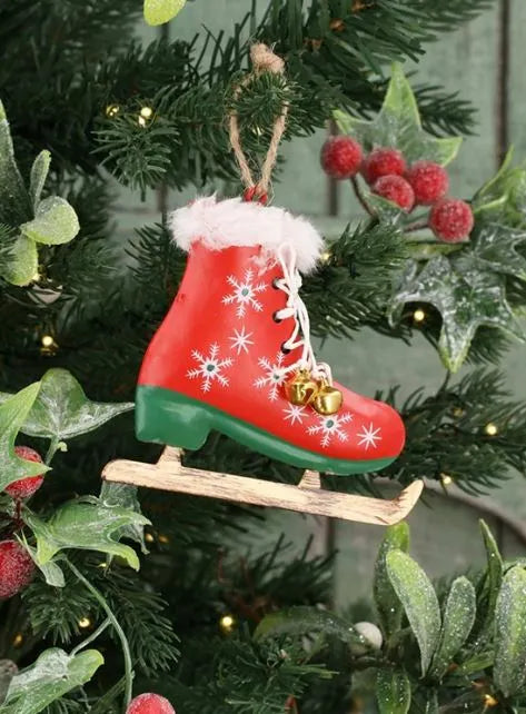 Gisela Graham Red & White Metal Skating Boot Dec