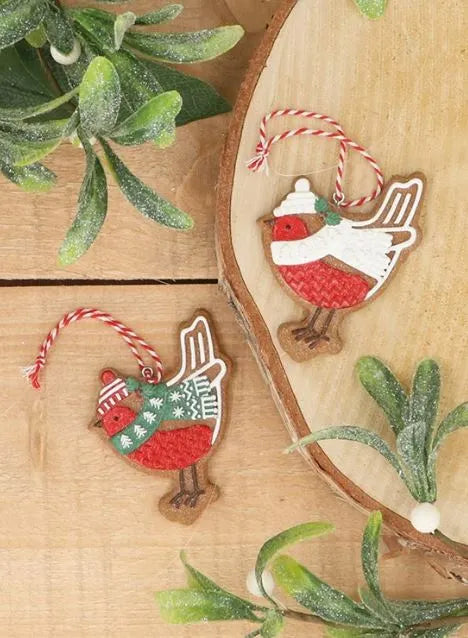 Gisela Graham Resin Dressed Gingerbread Robin Dec Assorted