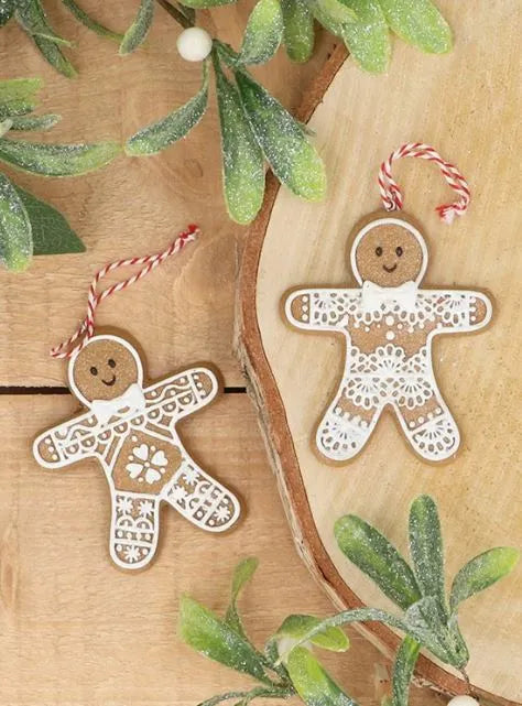 Gisela Graham Resin Gingerbread 'Lace' Man Dec Assorted