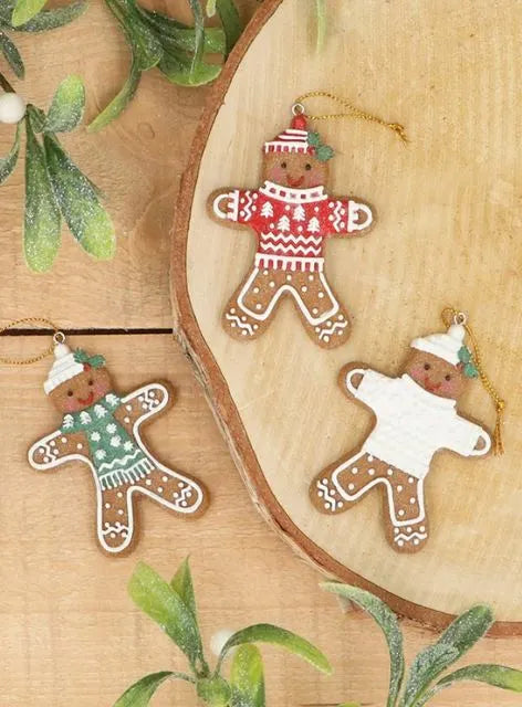 Gisela Graham Resin Gingerbread Man W Jumper & Hat Dec Assorted Lg