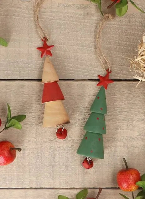 Gisela Graham Tiered Wood Christmas Tree w Bell Dec, 2as