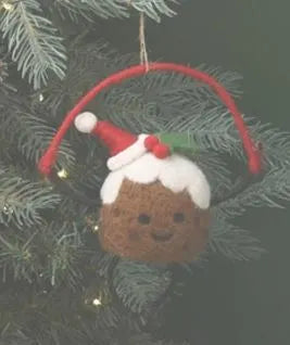 Gisela Graham Mixed Felted Wool Christmas Pudding Man
