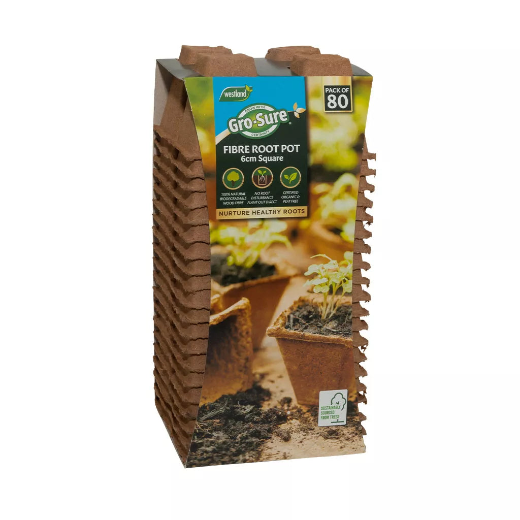 Grow It 6cm Square Fibre Pots 80 Pack