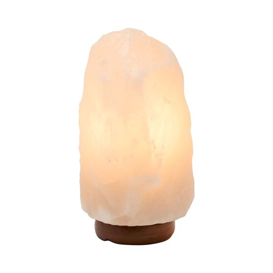 Serenity Himalayan Rock Salt Lamp with Wooden Base - White