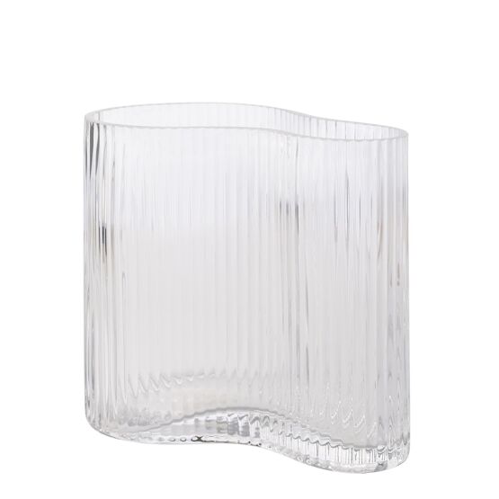 Hestia Clear Ribbed Glass Vase - Small