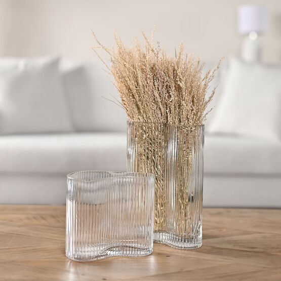 Hestia Clear Ribbed Glass Vase - Large