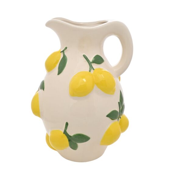 Hestia White Jug Vase With Lemons 25cm