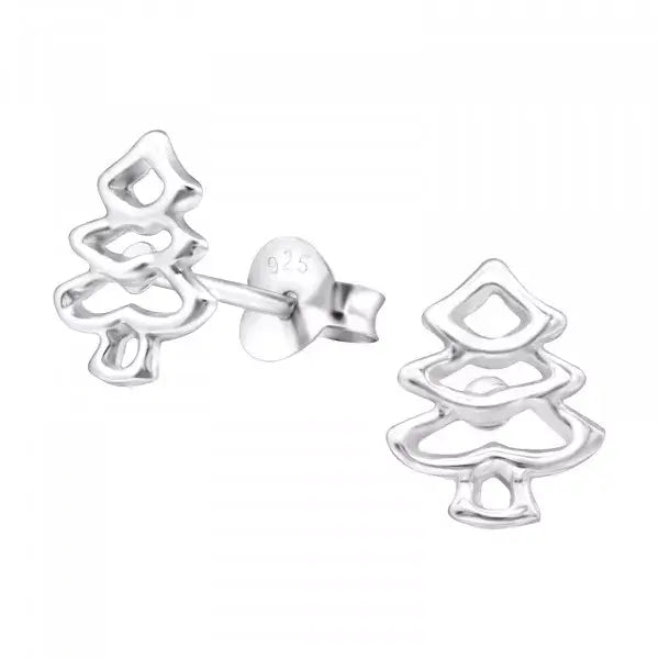 Hollie Tree Sterling Silver Studs Open Xmas Tree