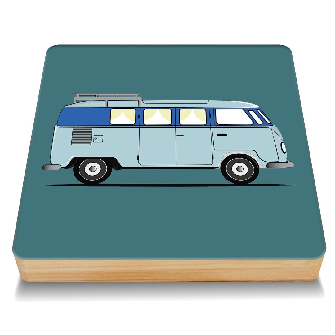 Coach House Camper Van Bamboo Drinks Coaster (100x100x10)