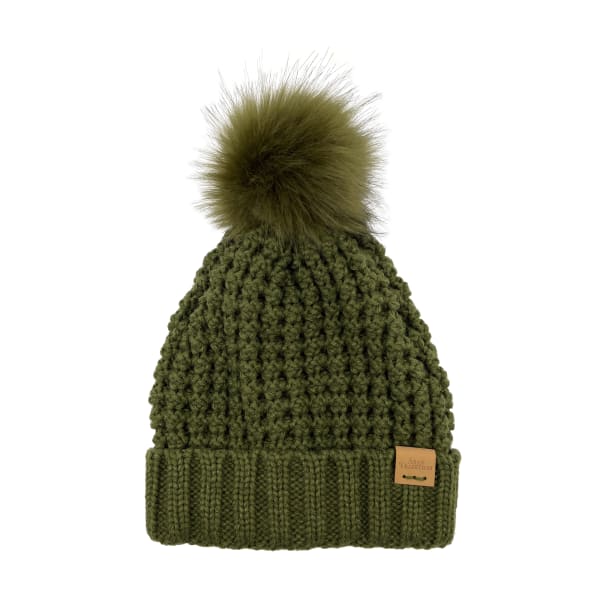 Aran Popcorn Bobble Hat - Khaki