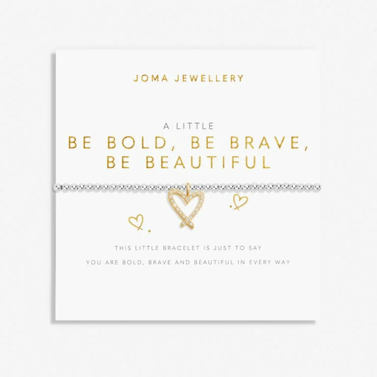 Joma Jewellery A Little 'Be Bold Be Brave Be Beautiful' Bracelet In Silver And Gold Plating