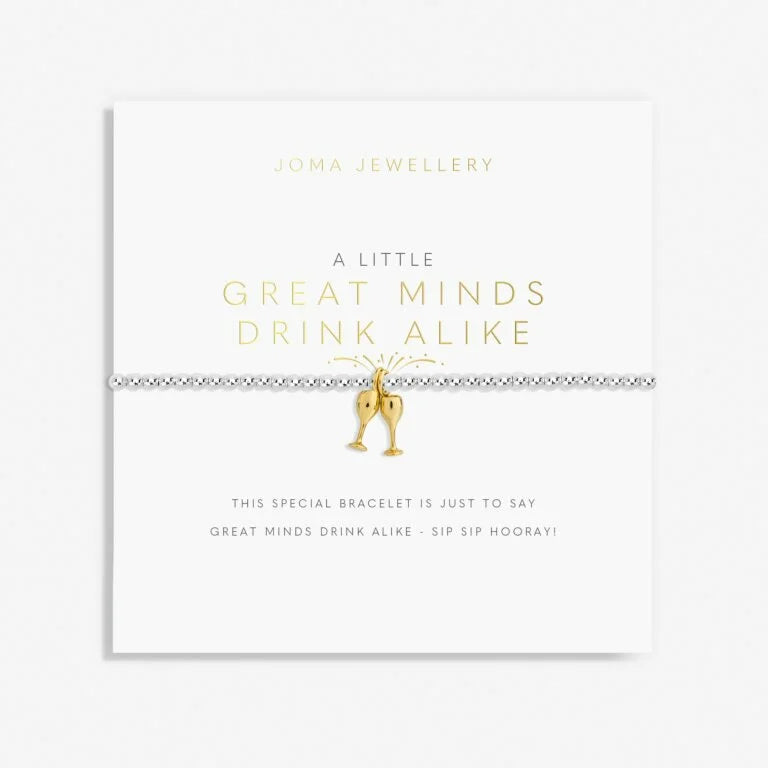 Joma Jewellery A Little 'Great Minds Drink Alike' Bracelet In Silver Plating