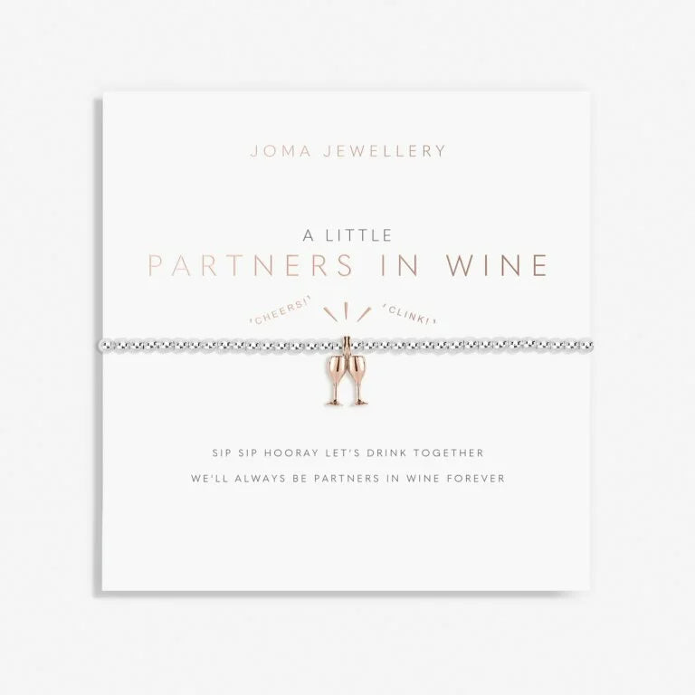 Joma Jewellery A Little - Partners In Wine - Silver/Rose Gold- 17.5Cm Stretch