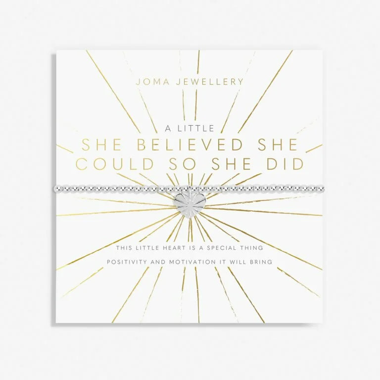 Joma Jewellery A Little 'She Believed She Could' Silver Plated Stretch Bracelet