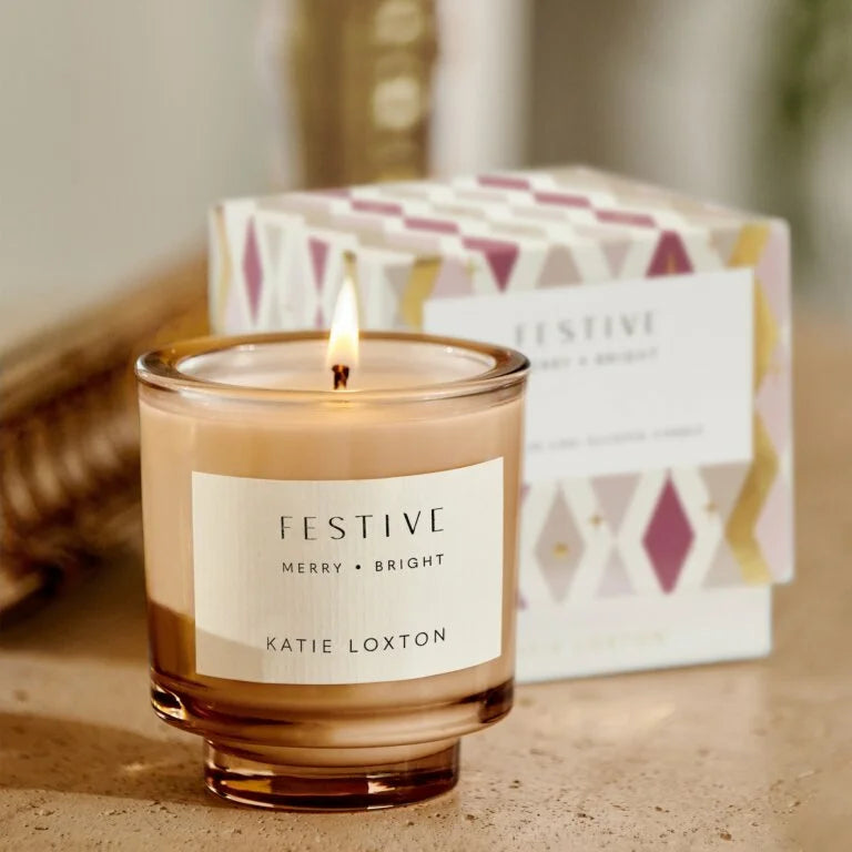 Katie Loxton Sentiment Candle Festive Cinnamon And Nutmeg Chai 8.9 cm X 8.6 cm X 8.6 cm