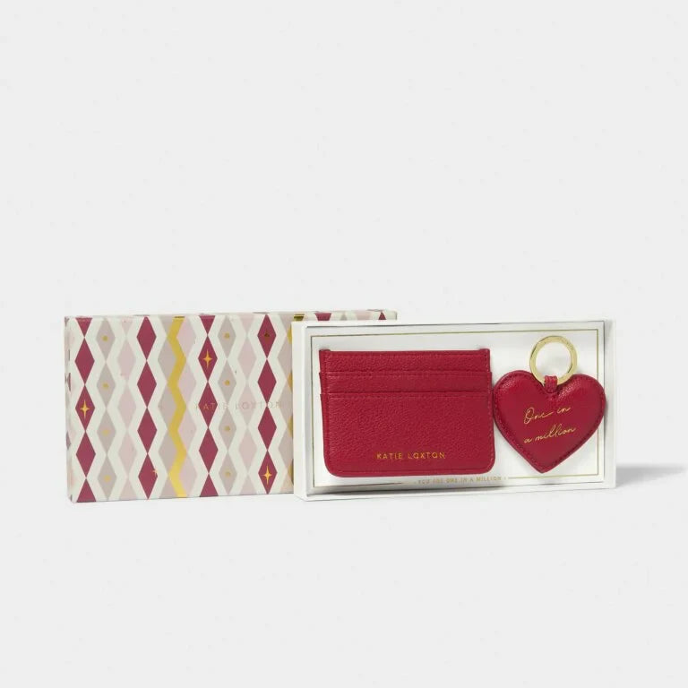 Katie Loxton Heart Keyring And Card Holder Set One In A Million Garnet Red
