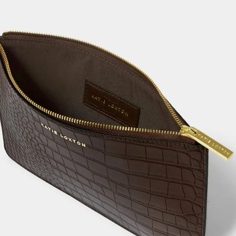 Katie Loxton Marni Faux Choc Wristlet Pouch Chocolate