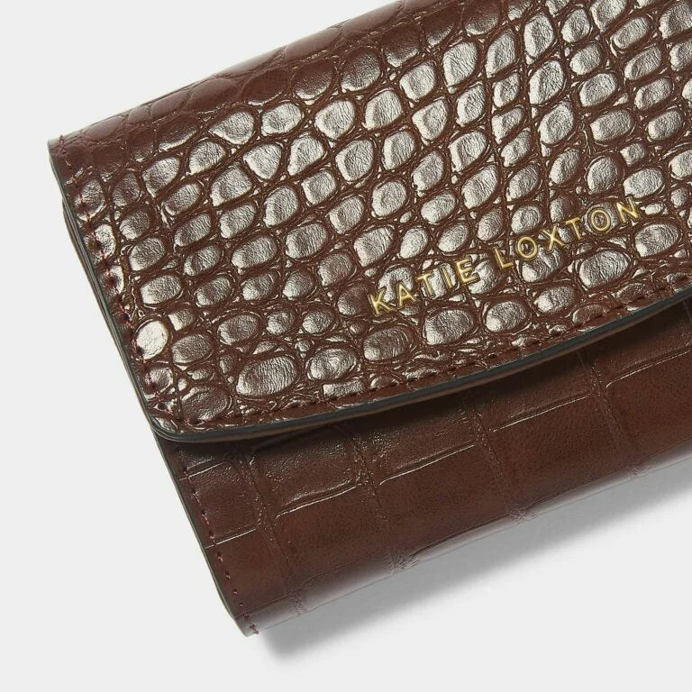 Katie Loxton Marni Faux Croc Purse Chocolate