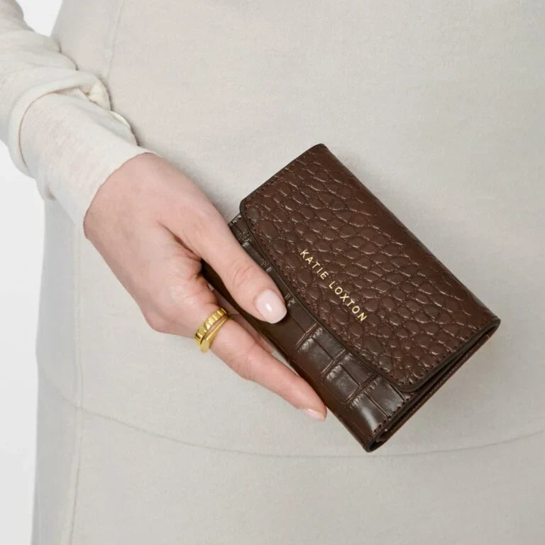 Katie Loxton Marni Faux Croc Purse Chocolate