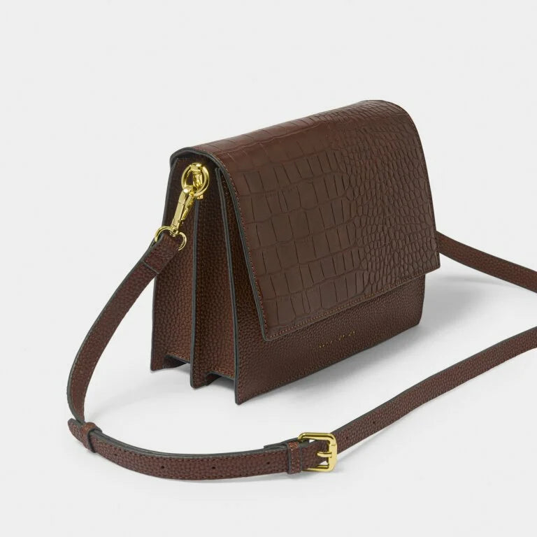 Katie Loxton Orla Faux Croc Crossbody Bag Chocolate