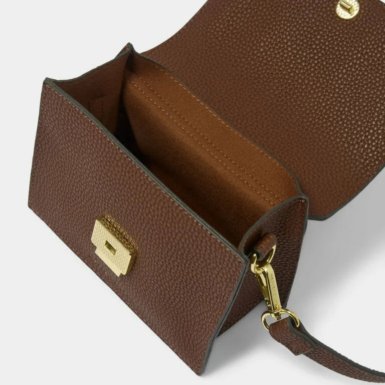 Katie Loxton Orla Mini Faux Croc Crossbody Chocolate