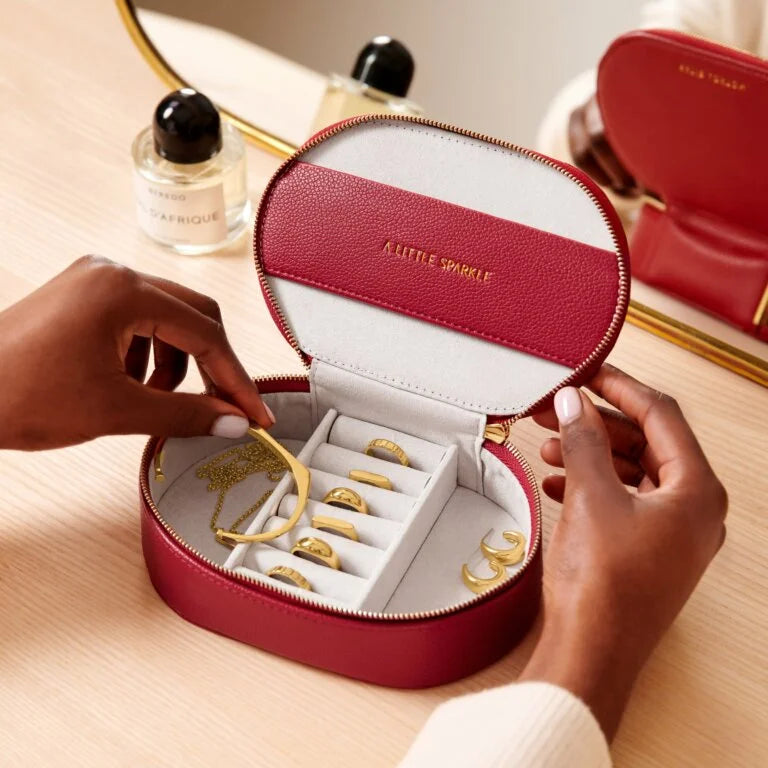 Katie Loxton Oval Jewellery Box A Little Sparkle Garnet Red