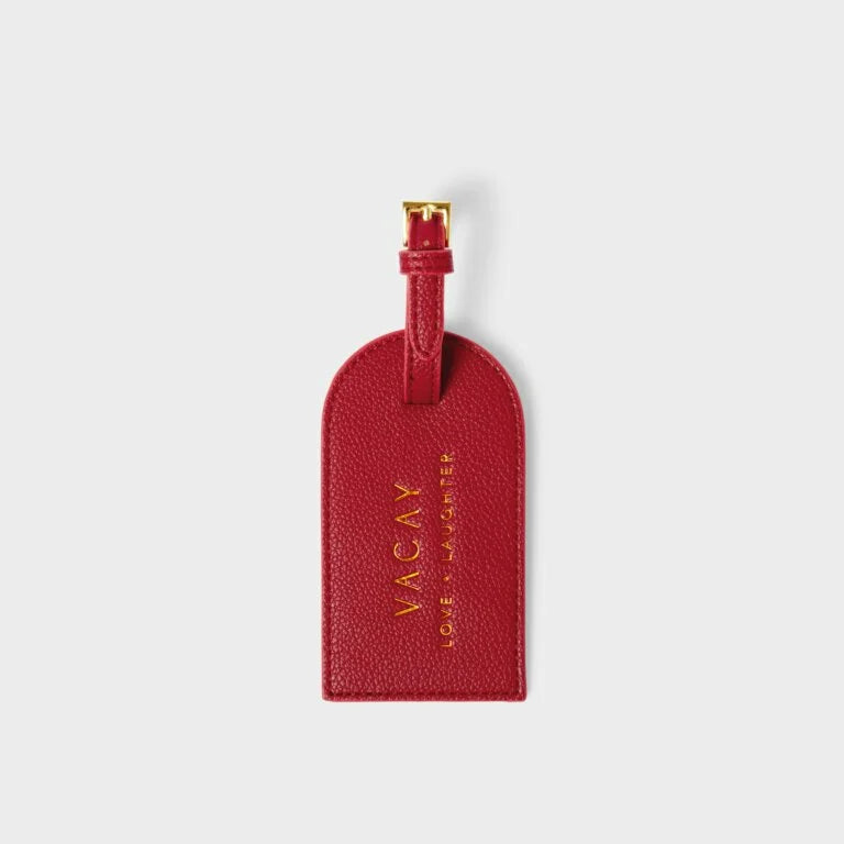 Katie Loxton Sentiment Luggage Tag Vacay Love Laughter Garnet Red