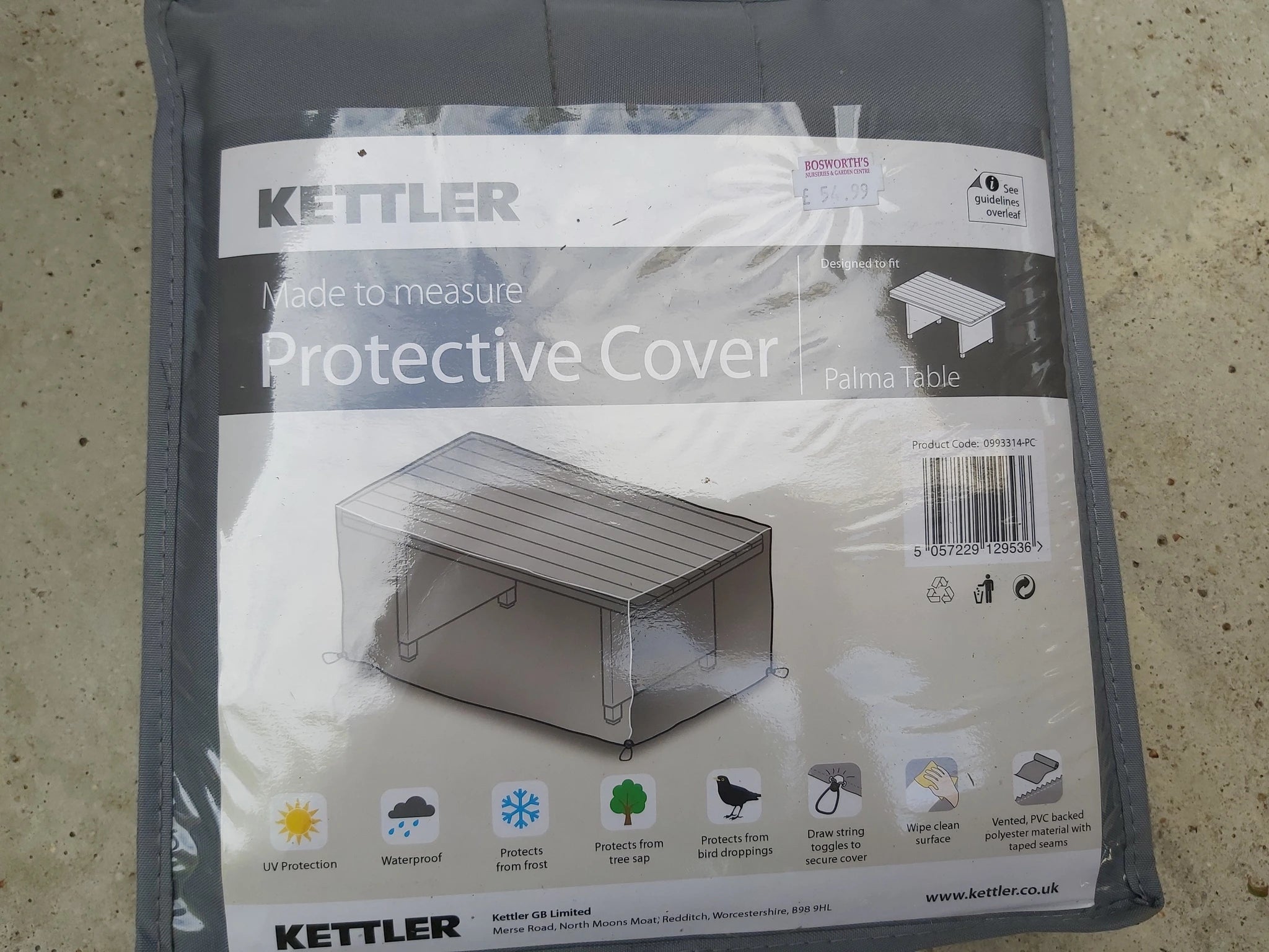 Kettler Protective Cover Palma Casual Table Grey