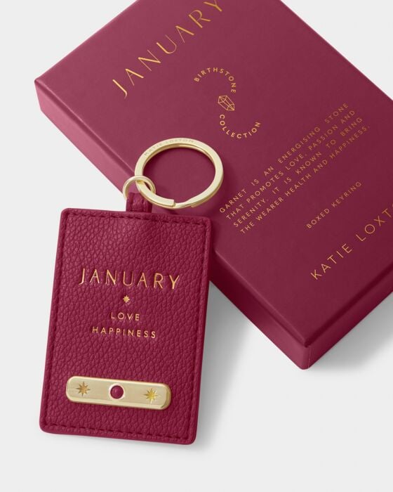 Katie Loxton Birthstone Keyring January Deep Red