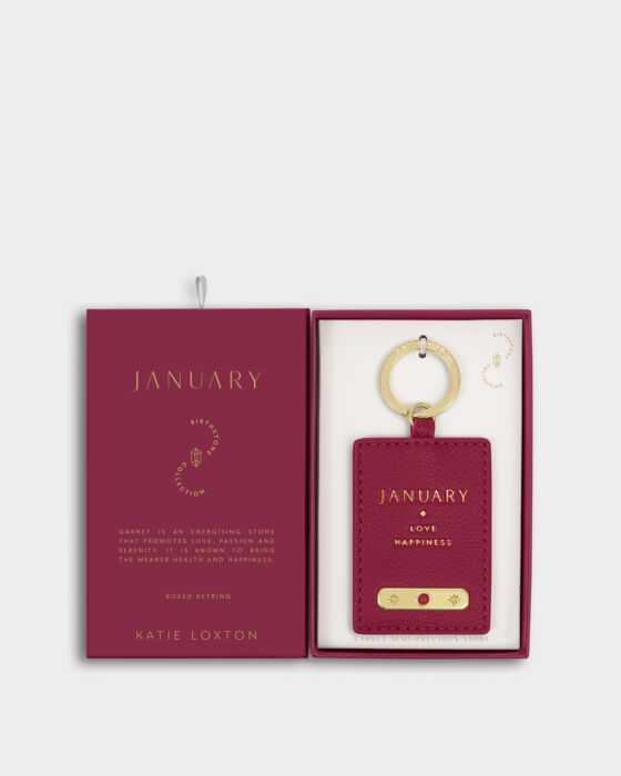 Katie Loxton Birthstone Keyring January Deep Red