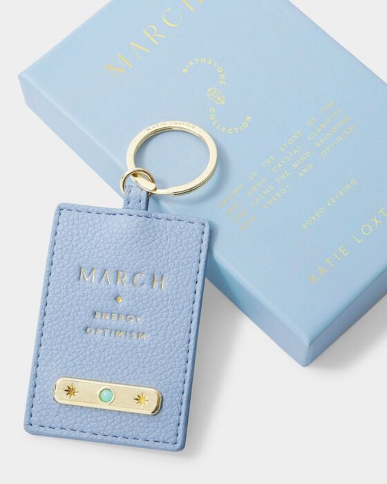 Katie Loxton Birthstone Keyring March Aqua Blue