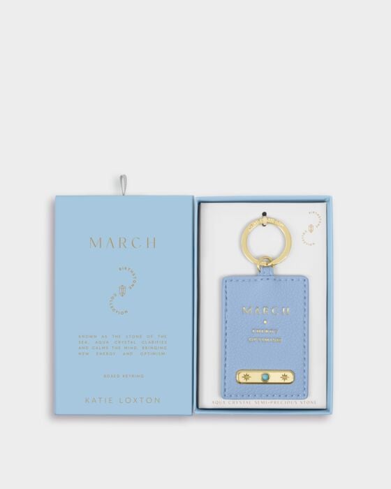 Katie Loxton Birthstone Keyring March Aqua Blue