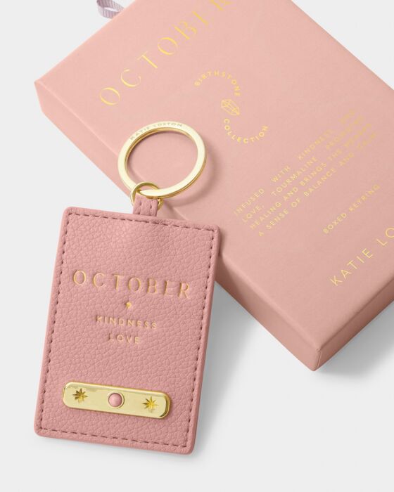 Katie Loxton Birthstone Keyring October Dusty Pink