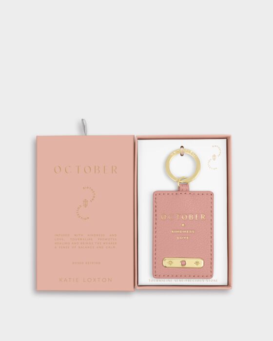 Katie Loxton Birthstone Keyring October Dusty Pink
