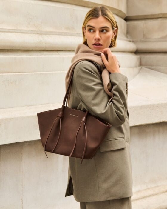 Katie Loxton Celina Small Suedette Tote Bag Chocolate Suedette