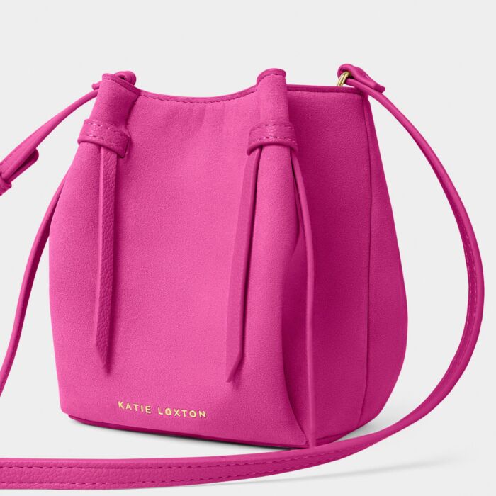 Katie Loxton Celina Mini Fausuede Bucket Bag Magenta Suede