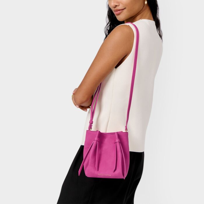 Katie Loxton Celina Mini Fausuede Bucket Bag Magenta Suede