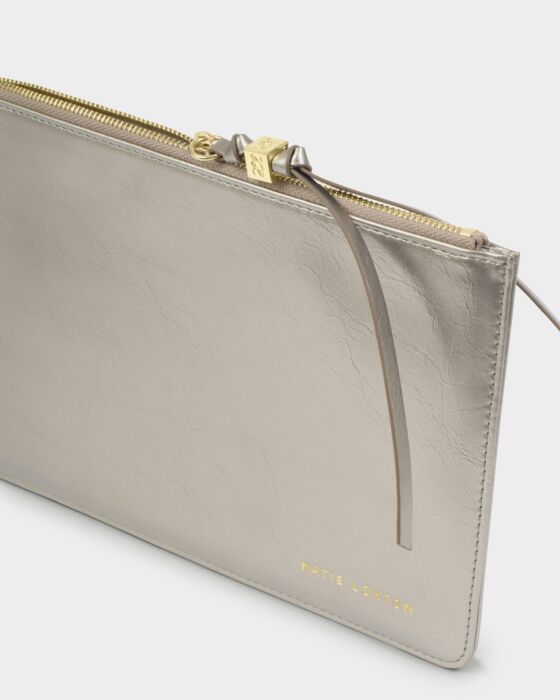 Katie Loxton Tassel Charm Pouch Pewter Patent Crackle