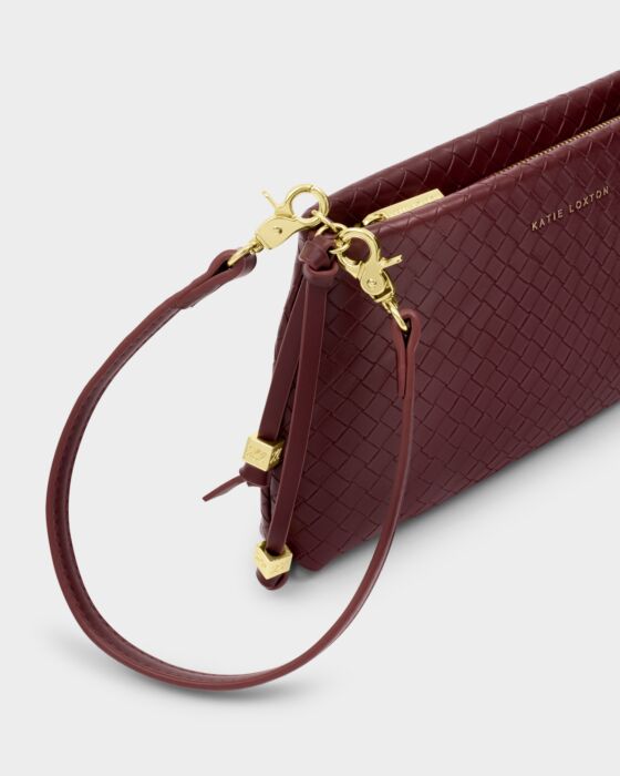 Katie Loxton Nova Woven Texture Clutch Cherry