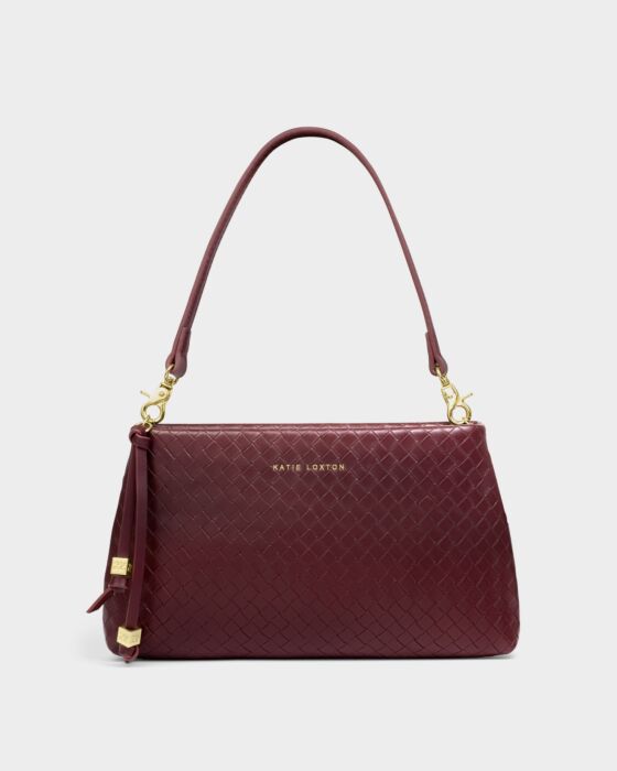 Katie Loxton Nova Woven Texture Clutch Cherry
