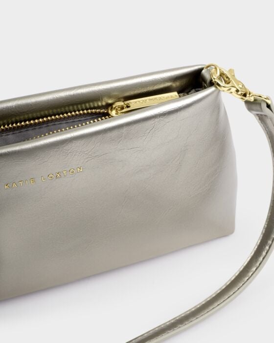 Katie Loxton Nova Textured Patent Clutch Pewter