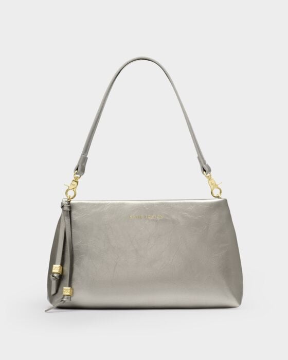 Katie Loxton Nova Textured Patent Clutch Pewter