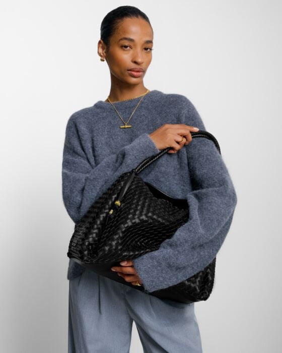 Katie Loxton Nova Hand Woven Large Shoulder Bag Black